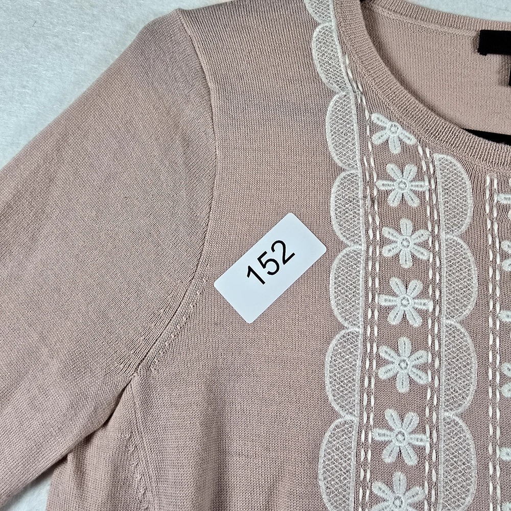 J Crew Embroidered 100% Merino Wool Sweatshirt Womens XS Pink Style Floral Print - Picture 9 of 9